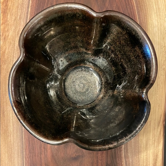 Glossy Black and Brown Ceramic Vase